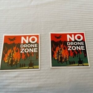 Stickers. No Drone Zone. 2 stickers. Measurements in pics. Lots of uses. New.